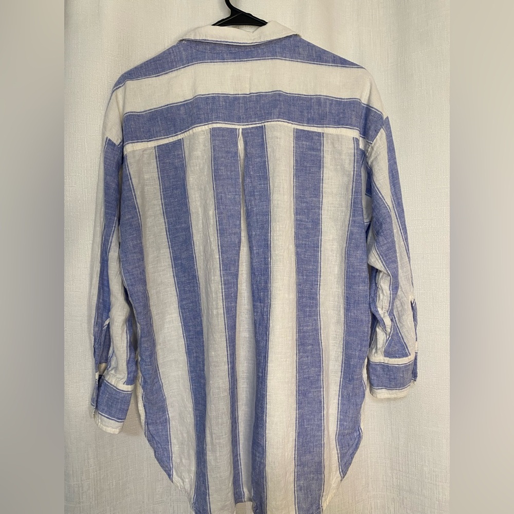 Maeve Striped Linen Cotton Button Down Shirt Small - Picture 5 of 5
